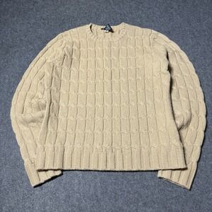 Vintage Gap Lambswool Cable Knit Sweater Women Tan Stretch Preppy‎ Cozy Soft M